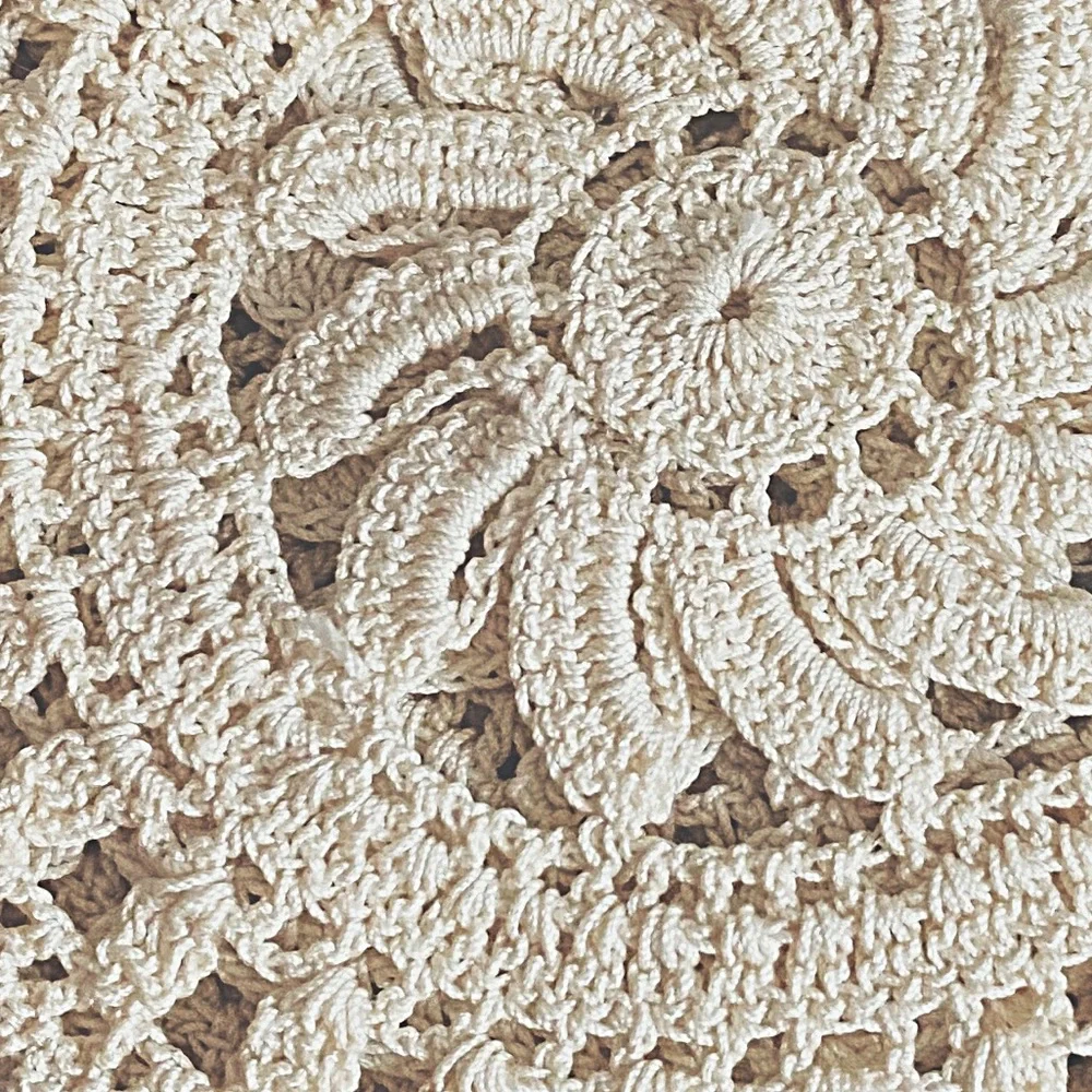 Set of 5 Vintage Hand Crocheted Coasters | Boho Ivory Table Decor